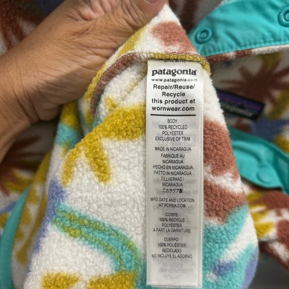 Patagonia Synchilla Snap T Fleece Tree Connection in Fresh Teal, Size Small - Picture 6 of 6